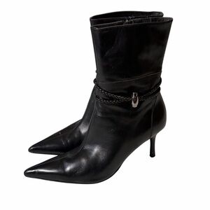 Charles By Charles David Black Leather Pointed Toe Ankle Boot Size 9